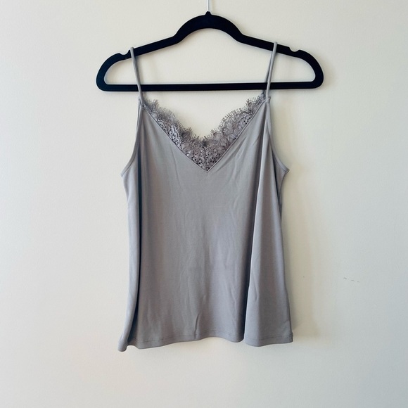 H&M Lace-trimmed Camisole Top Women's Grey Size Small NEW - Picture 3 of 9